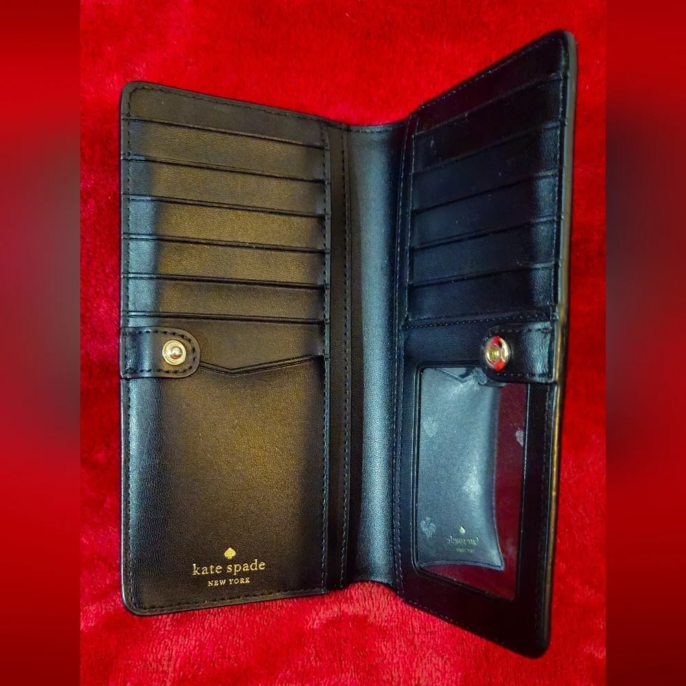 Kate Spade Black Staci Saffiano Slim Wallet